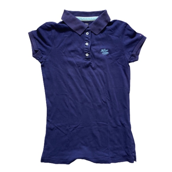 HILFIGER DENIM blue Polo shirt short sleeved collared - Picture 1 of 4